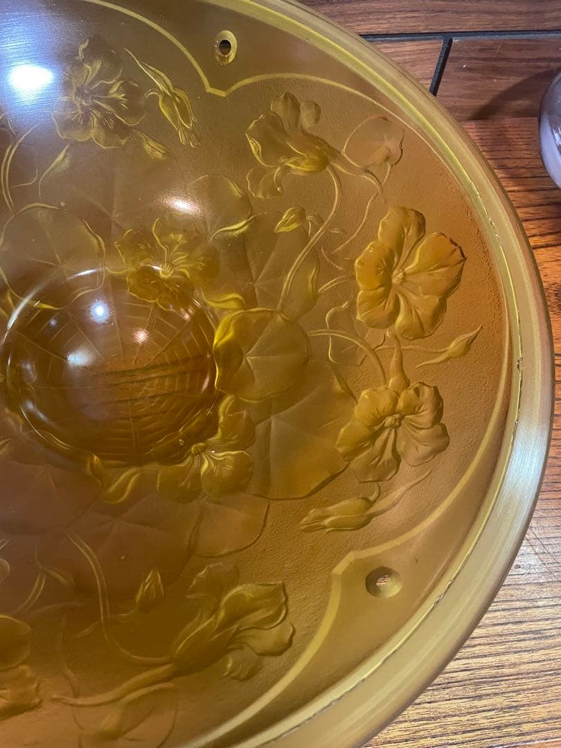 アールデコ　フロストガラス　吊り下げライトのガラス② アンバー