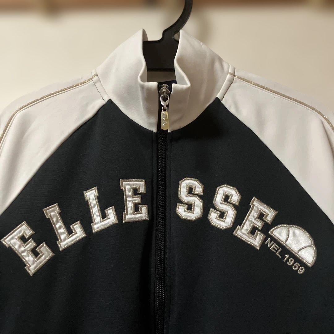 ELLESSE ジャージセットアップ ブラック パンツバックロゴ刺繍レディースＭ