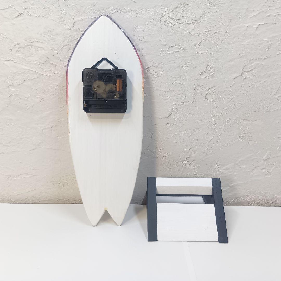 【1104】オーシャンアート　ウッドレジン　サーフボード　時計　インテリア　雑貨