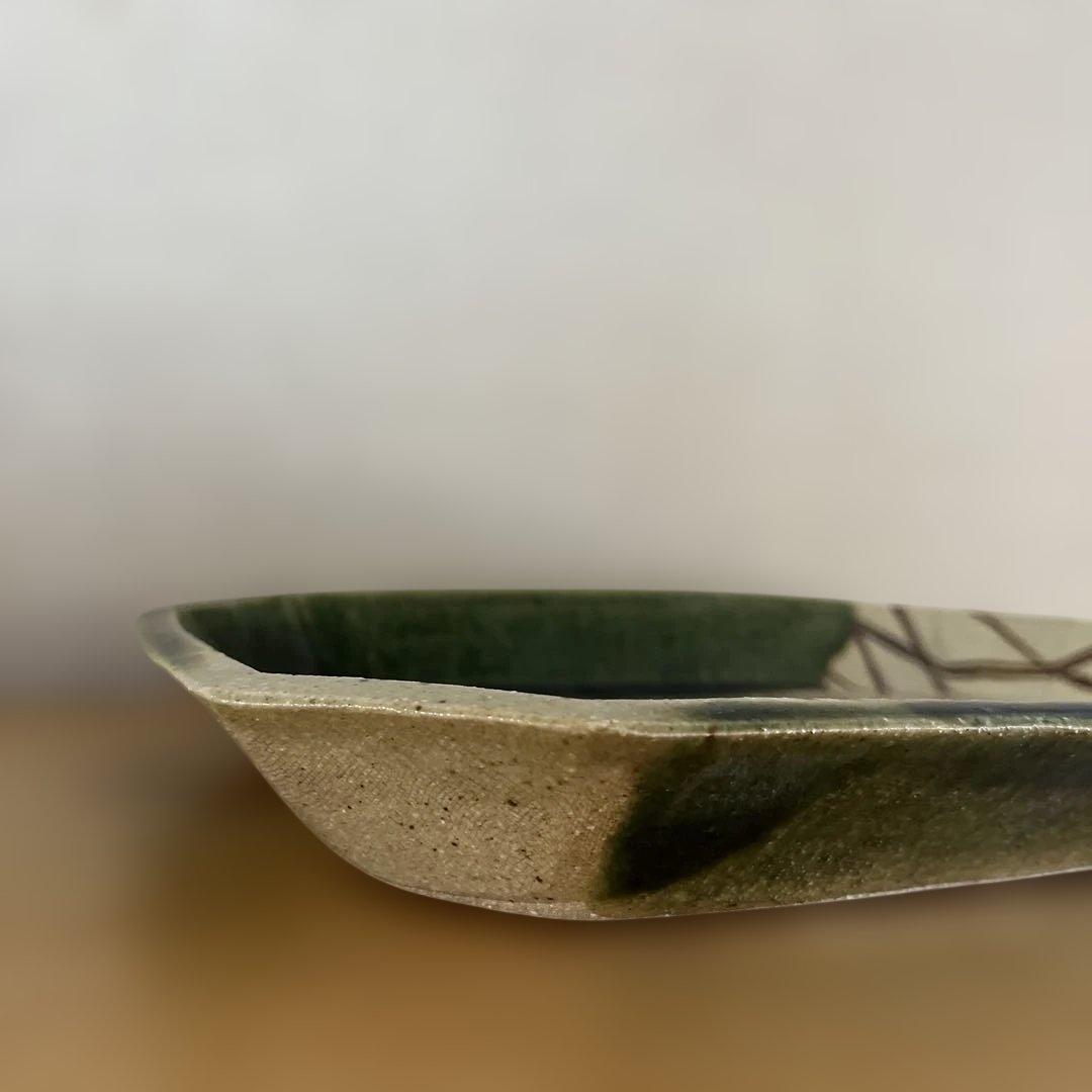 織部焼　角皿35×25　作家もの