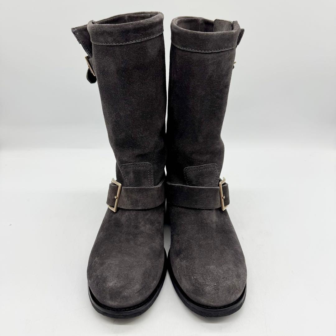 JIMMYCHOO ジミーチュウ　スエードバイカーバックルブーツ