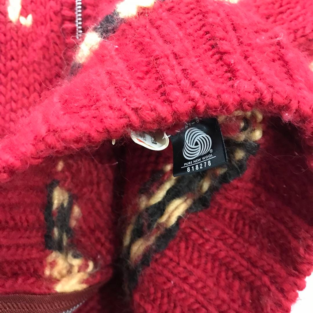 90s FIRST DOWN カウボーイ カウチン ニット ヴィンテージ M 赤