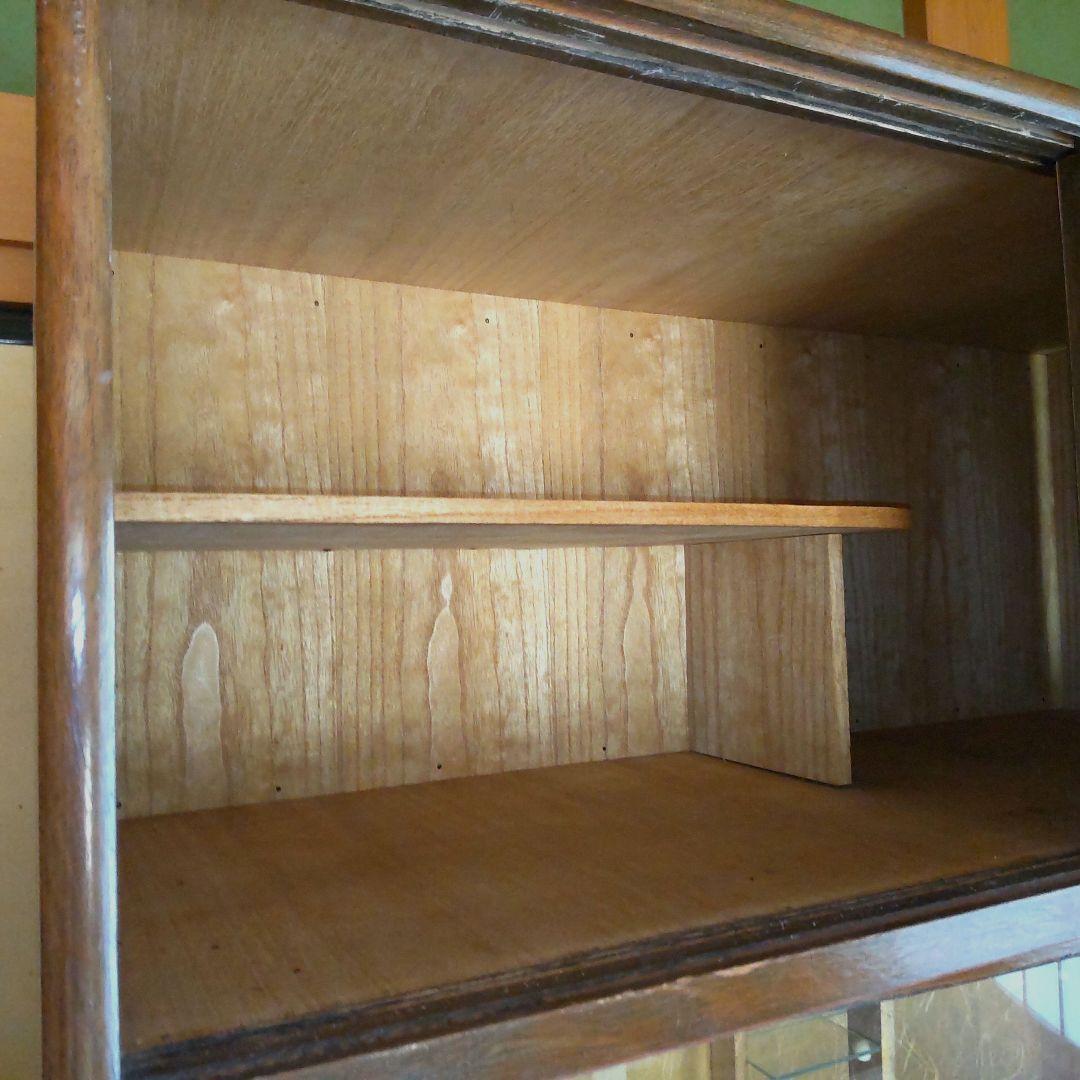 昭和レトロ バラ柄 ガラス戸収納タンス 飾り箪笥 和簞笥 時代家具 婚礼箪笥