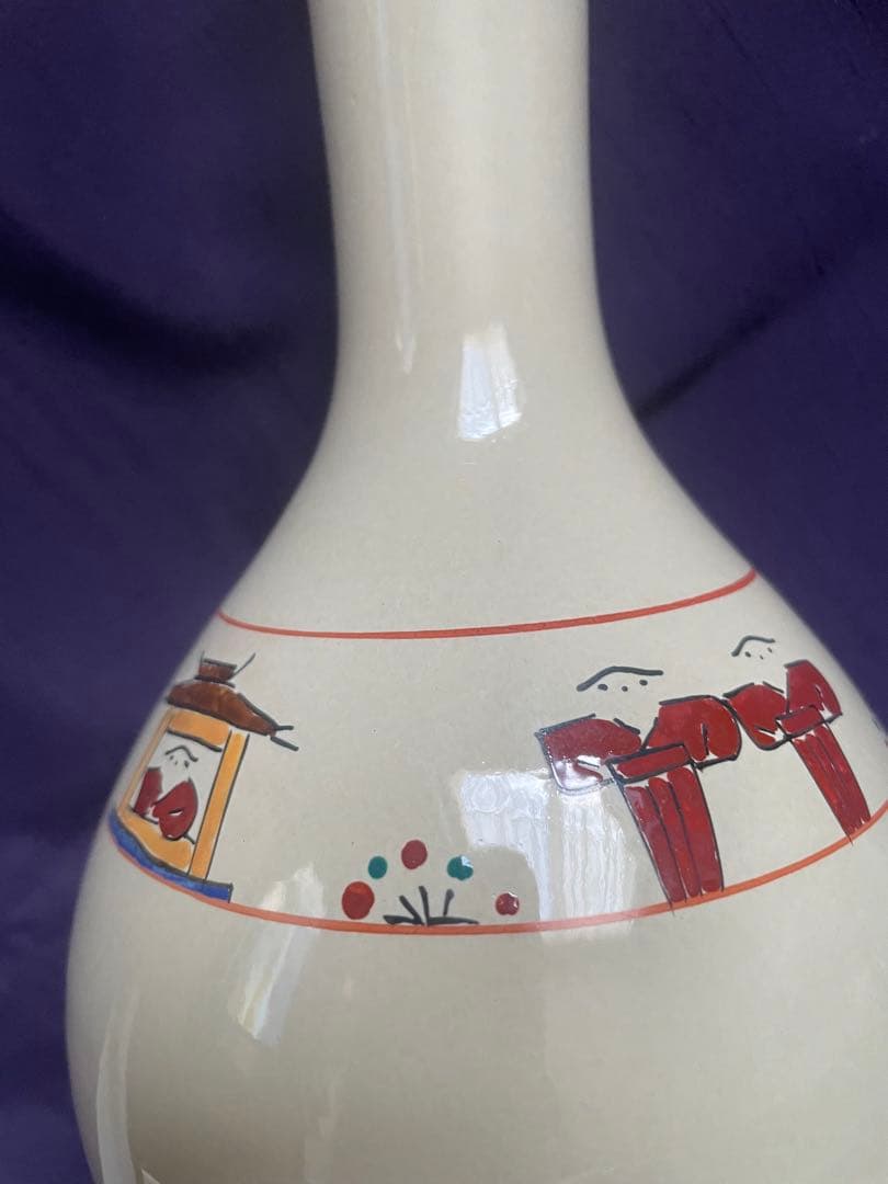 一輪挿し 陶器 奈良絵 木箱付き