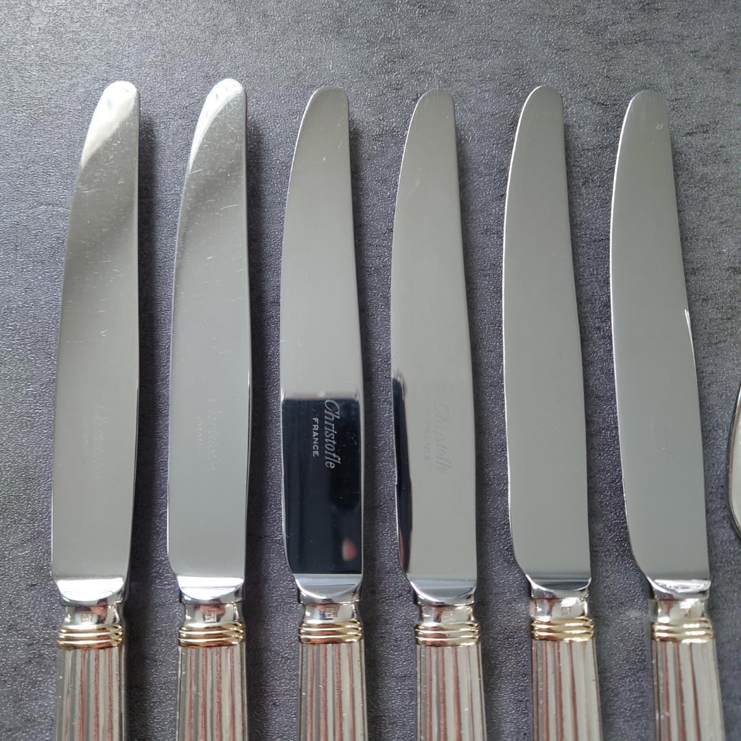 格安 クリストフル アリアゴールドリング デザート ナイフ フォーク 12点