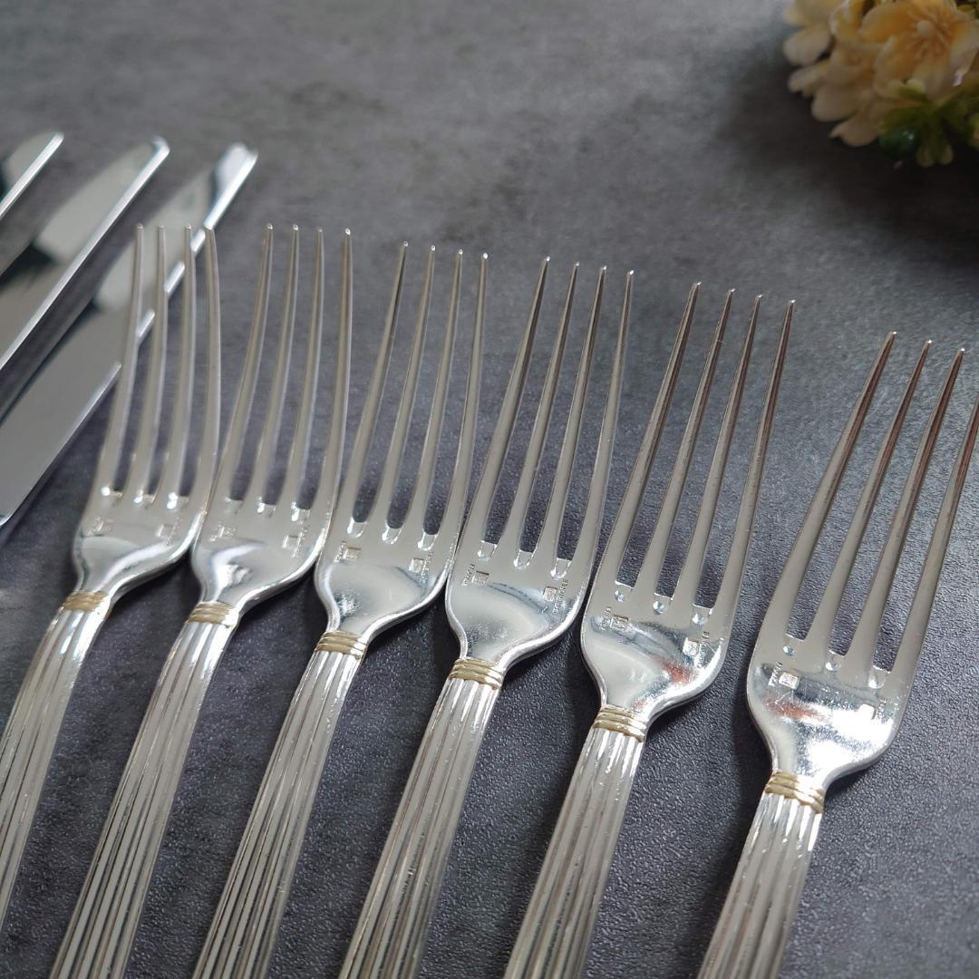 格安 クリストフル アリアゴールドリング デザート ナイフ フォーク 12点