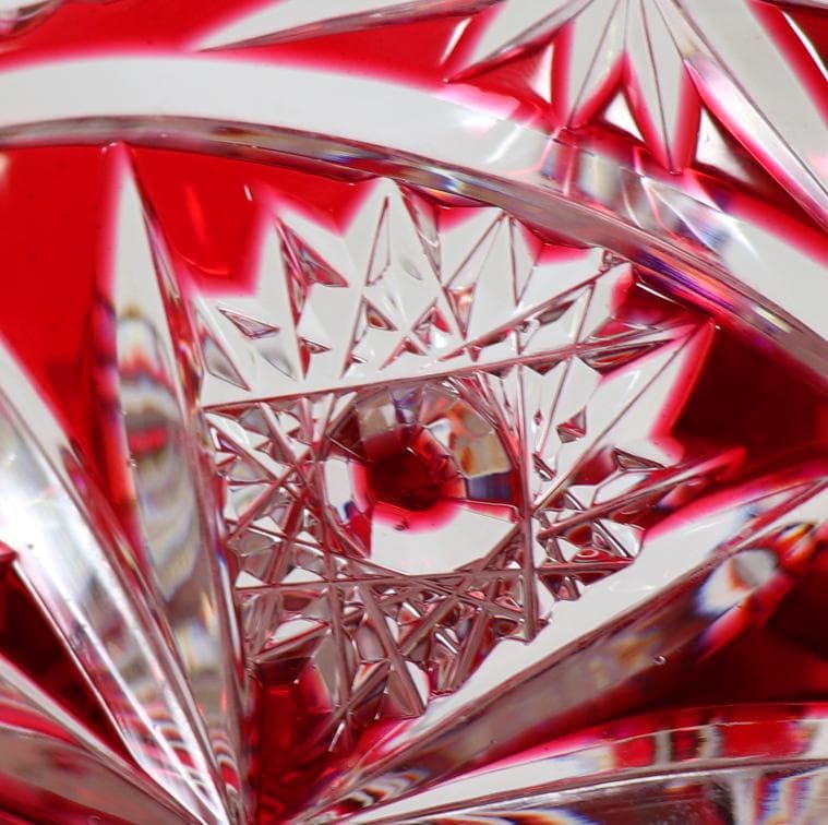 オールド・バカラ ディアマン・ピエーリー 赤色被せ装飾 バスケット アンティーク