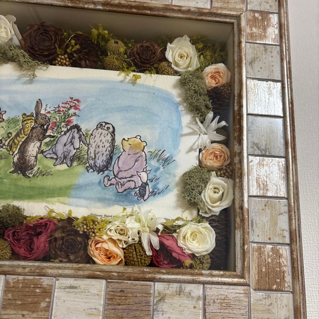 くまのプーさん アートフラワーアレンジメント　絵画　ドライフラワー
