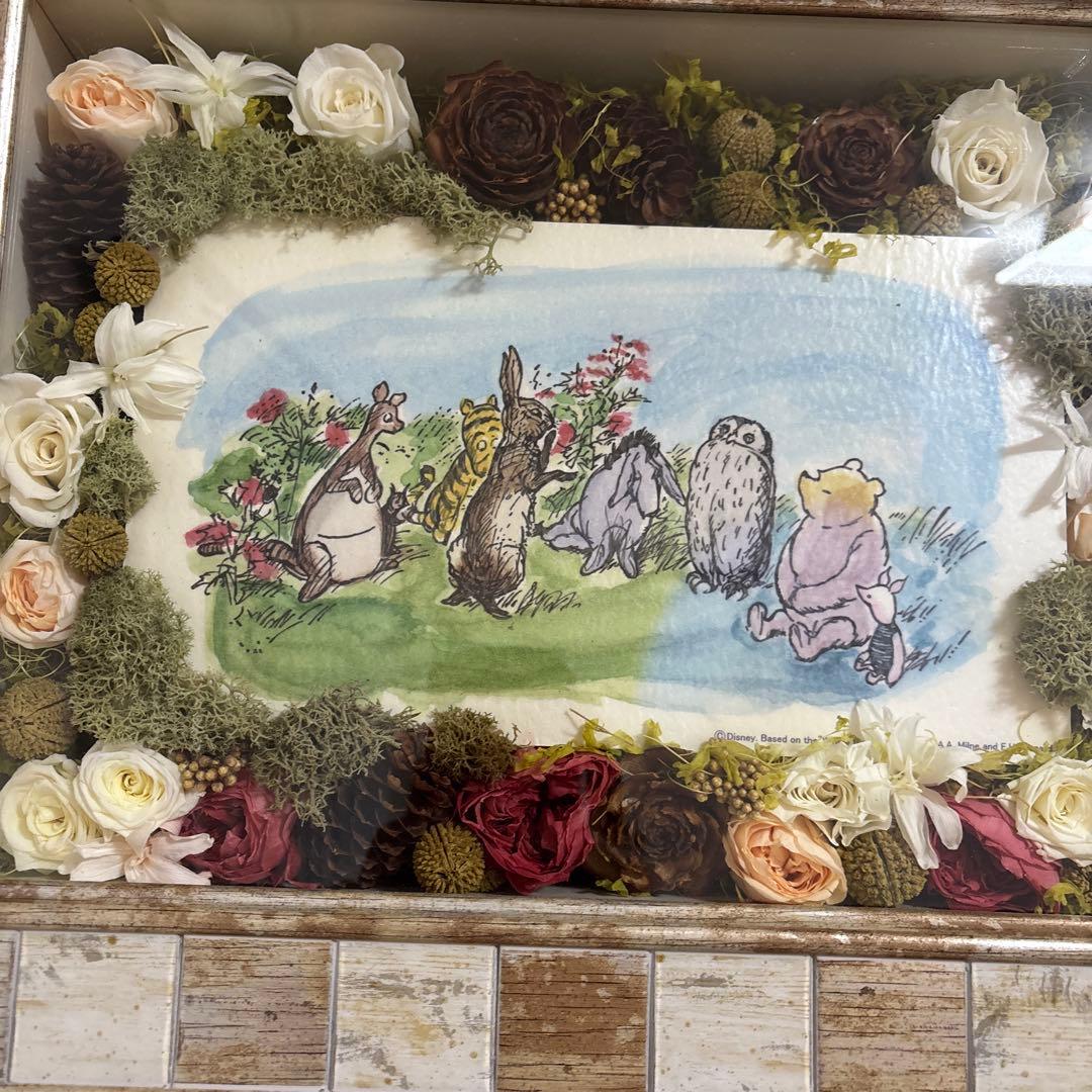 くまのプーさん アートフラワーアレンジメント　絵画　ドライフラワー