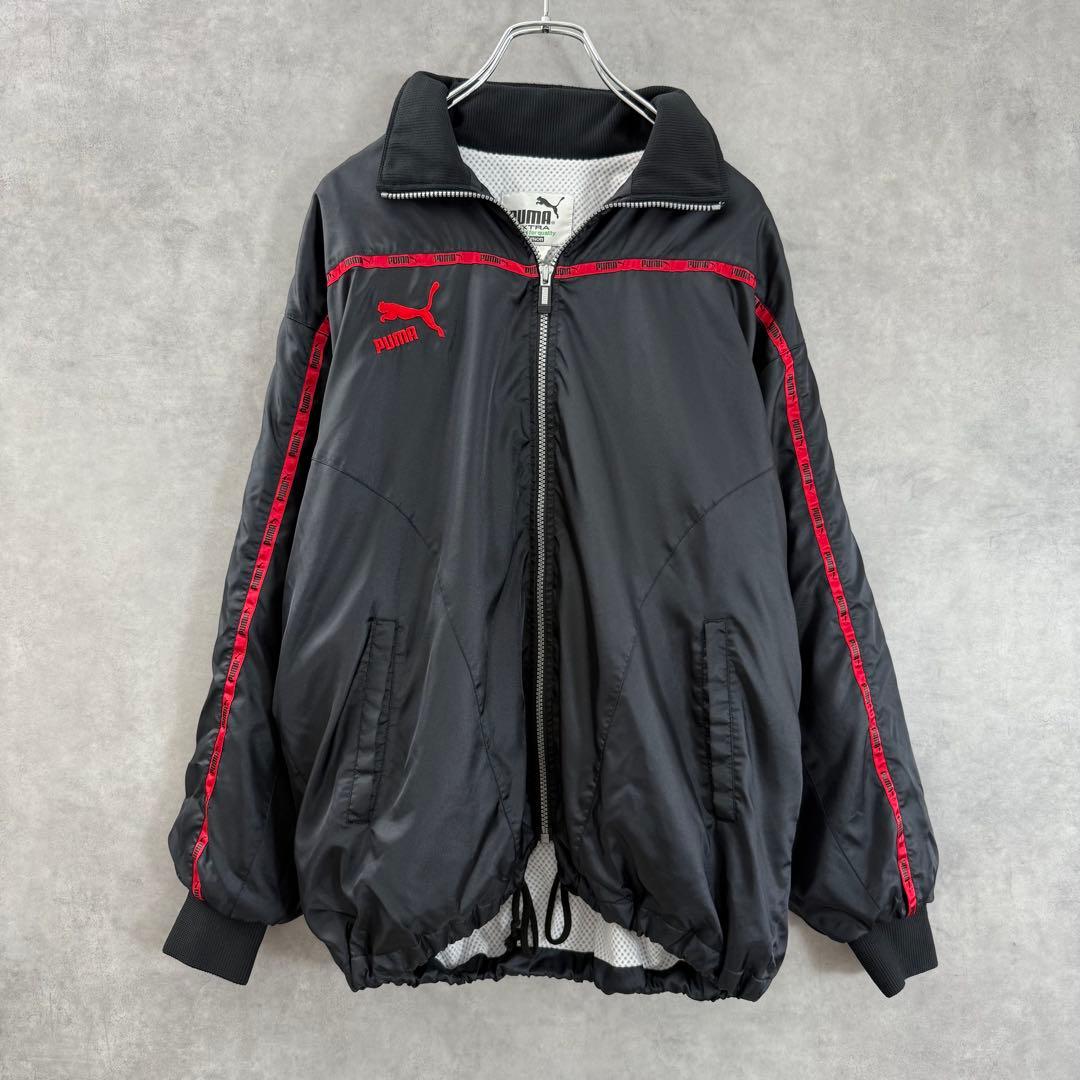 90s PUMAトラックジャケット パンツ 上下セット ブラック×レッド S〜M
