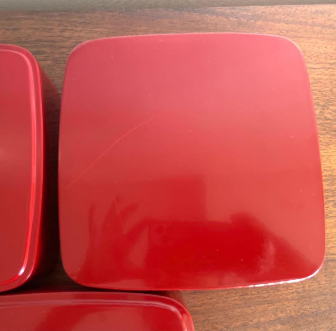 重箱　漆器　朱赤　三段重　木製漆器