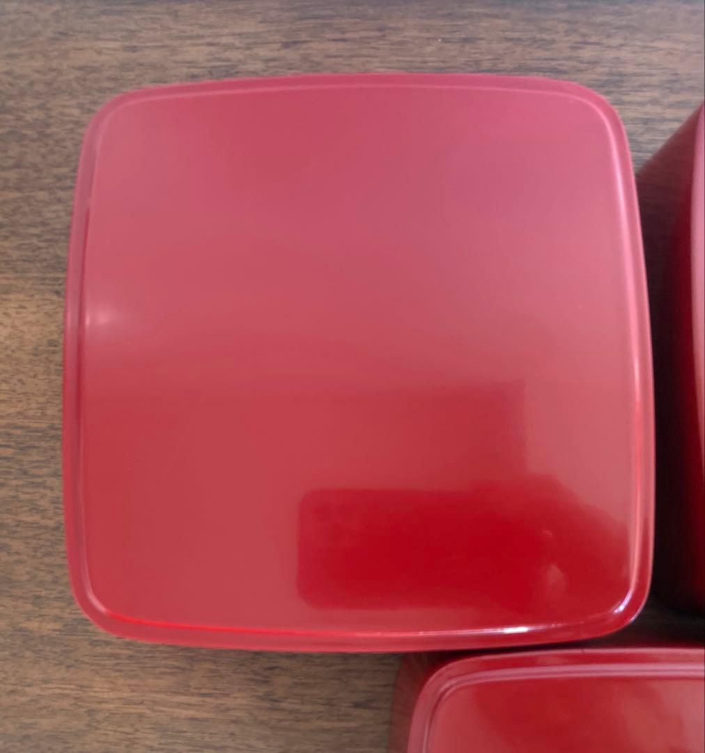 重箱　漆器　朱赤　三段重　木製漆器