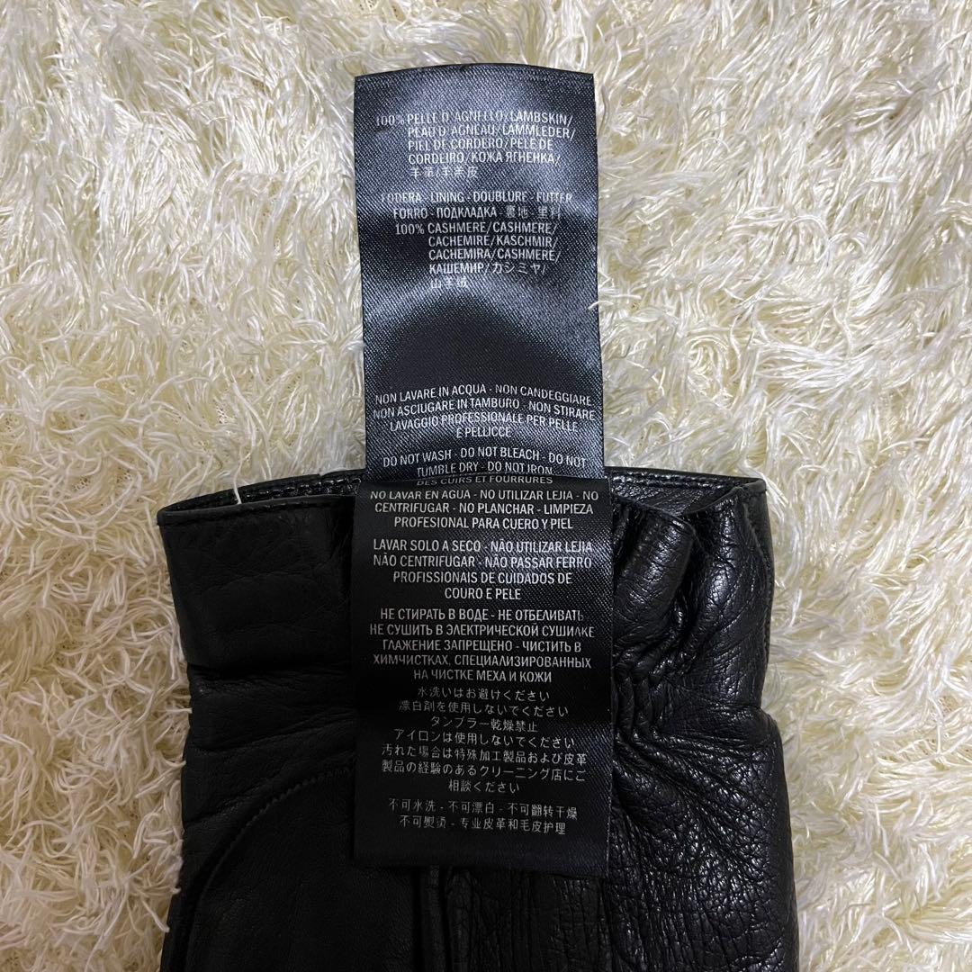 極美品✨ GUCCI ブラック レザー手袋 GG マーモント カシミヤ