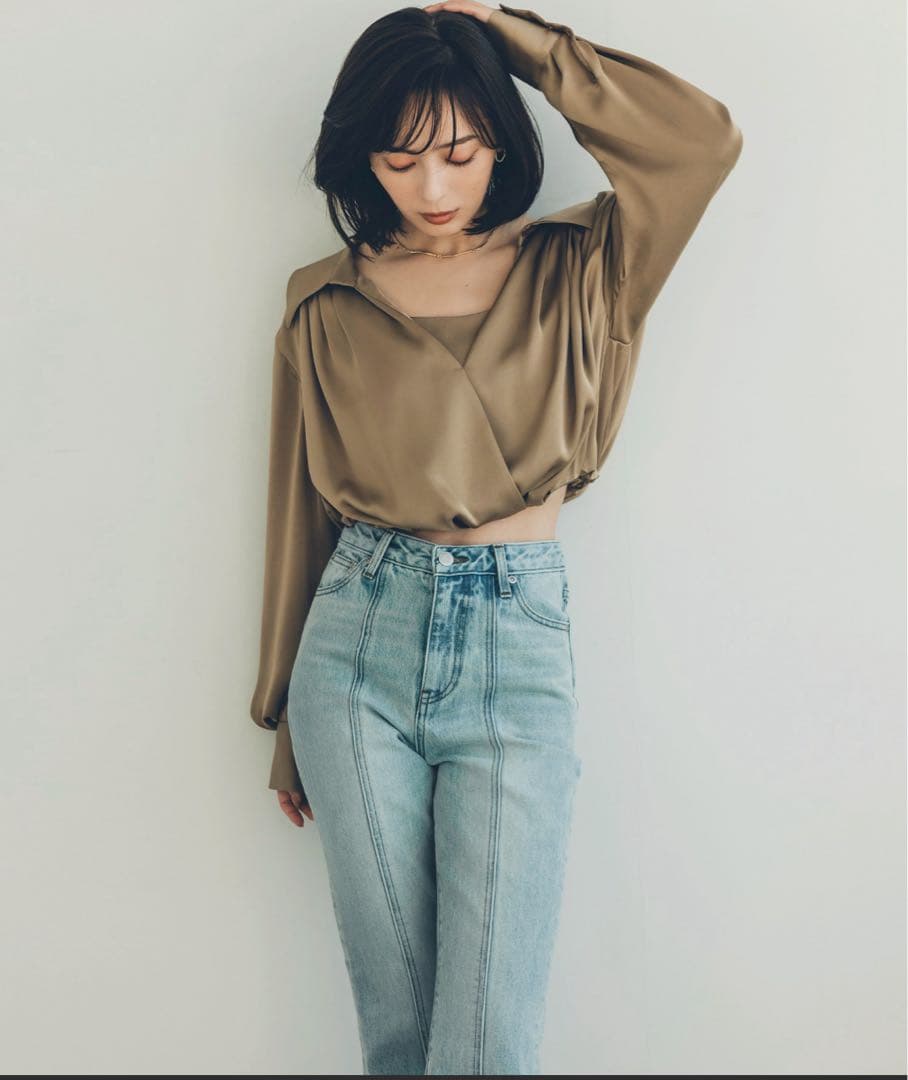 キャミレイヤードカシュクールブラウス