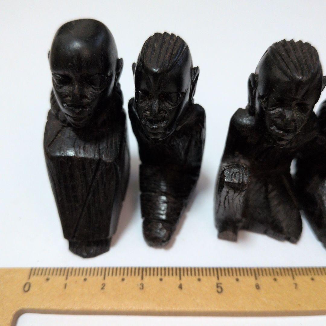 木製彫刻人形 6体セット　木製　置物　アンティーク