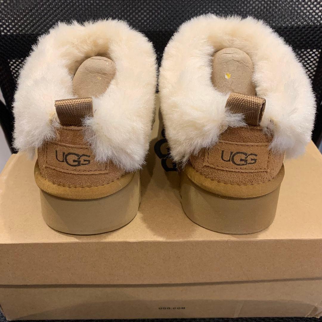 ★未使用★UGG厚底 ブラウンムートンブーツファー付き 24CM