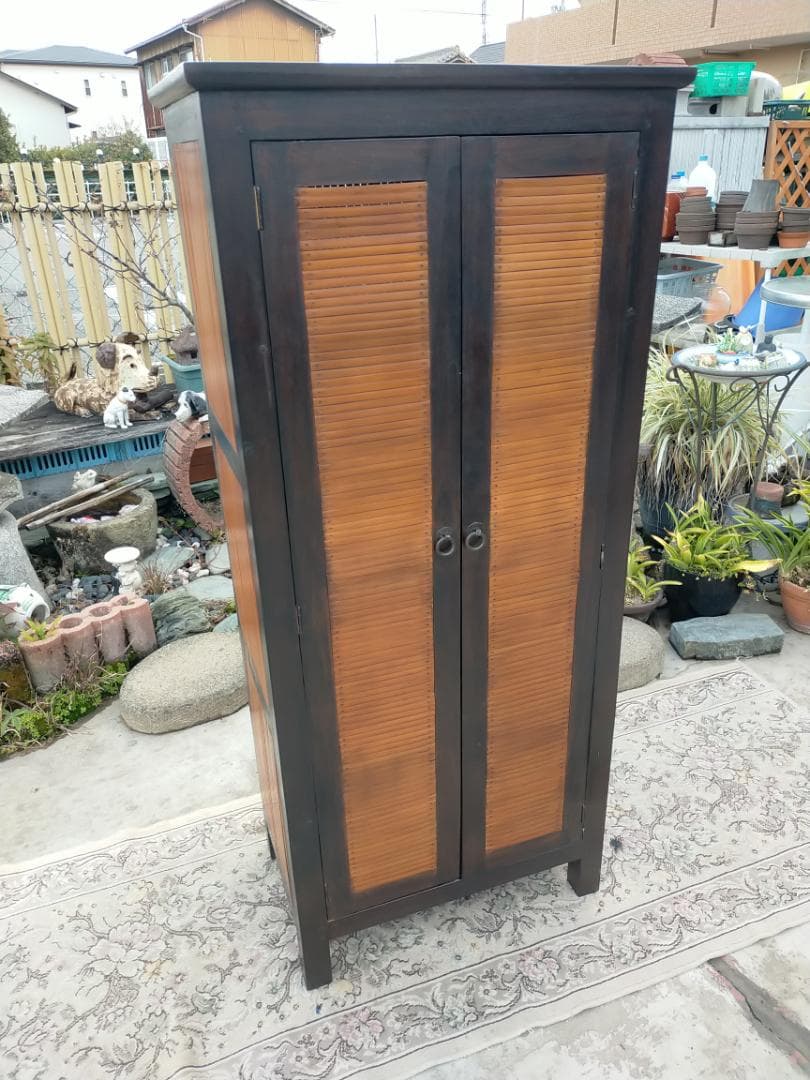 (配送/設置込み) チーク材☆バンブーキャビネット☆南国リゾート☆竹家具☆無垢材