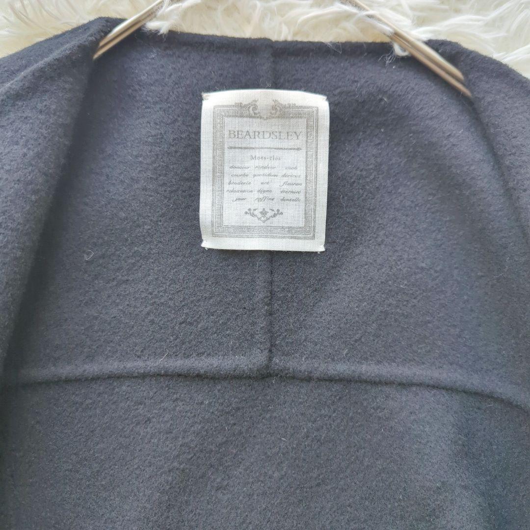 ビアズリー　ショートリバーコート　美品　ノーカラーコート　ウール　完売　アウター