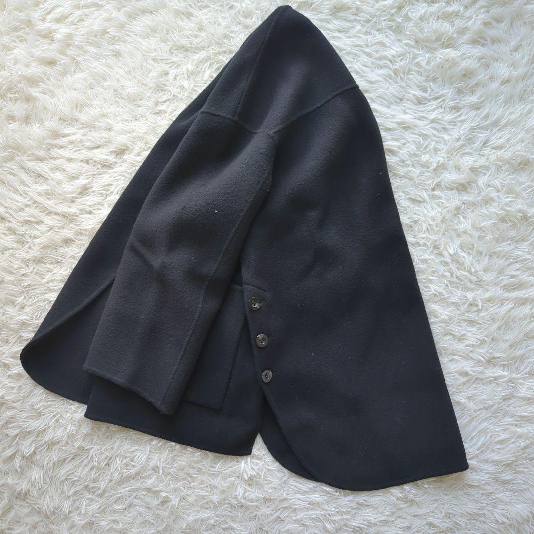 ビアズリー　ショートリバーコート　美品　ノーカラーコート　ウール　完売　アウター