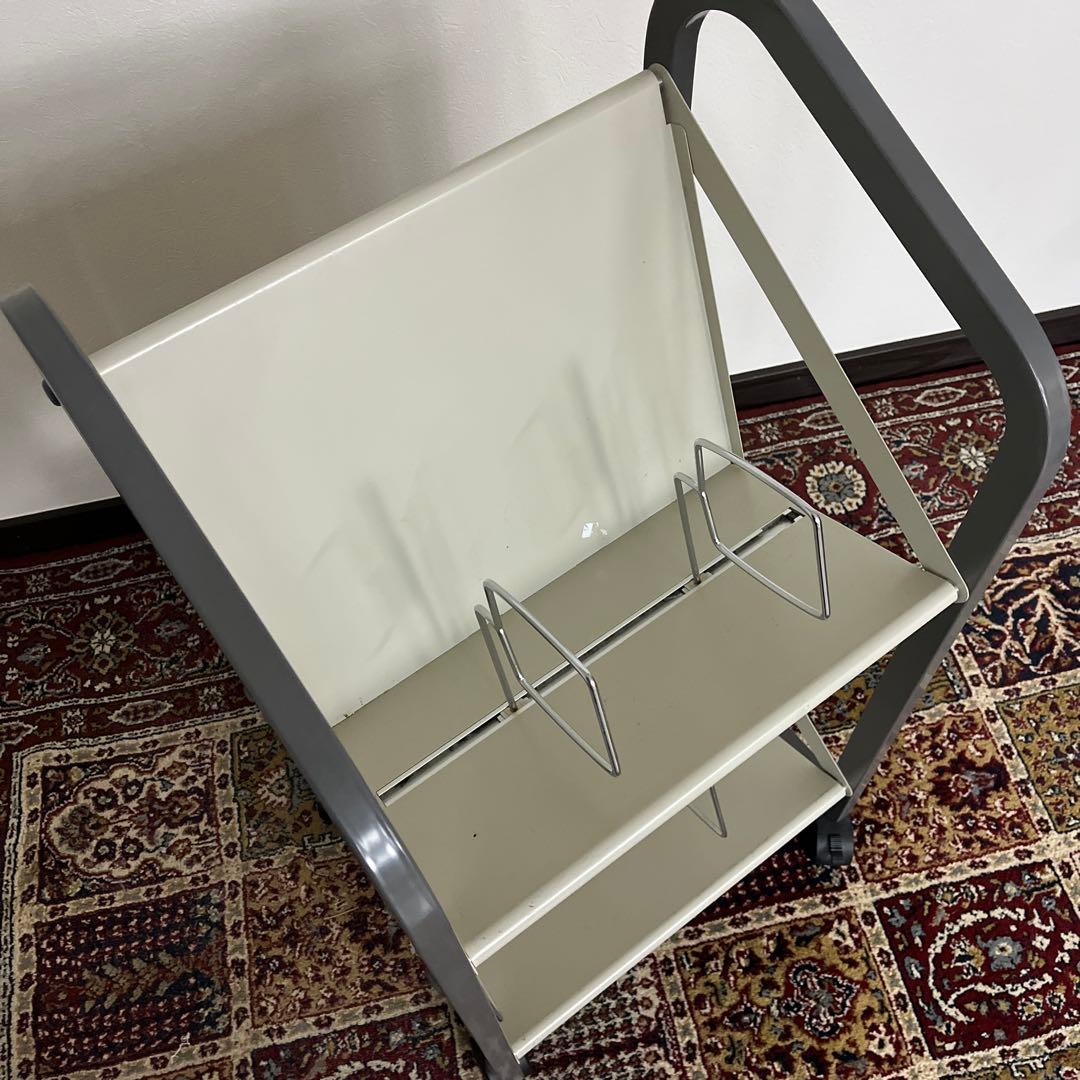 高強度◾️キャスター付き スチール製 レコードラック 本棚 ファイルワゴン 収納