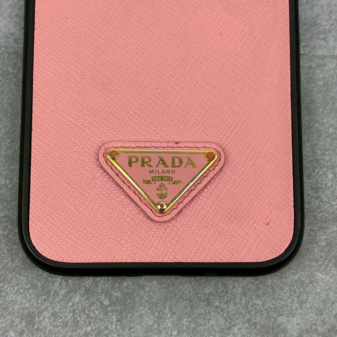 未使用級 プラダ iPhone14PRO MAX スマホカバー 三角ロゴ ピンク