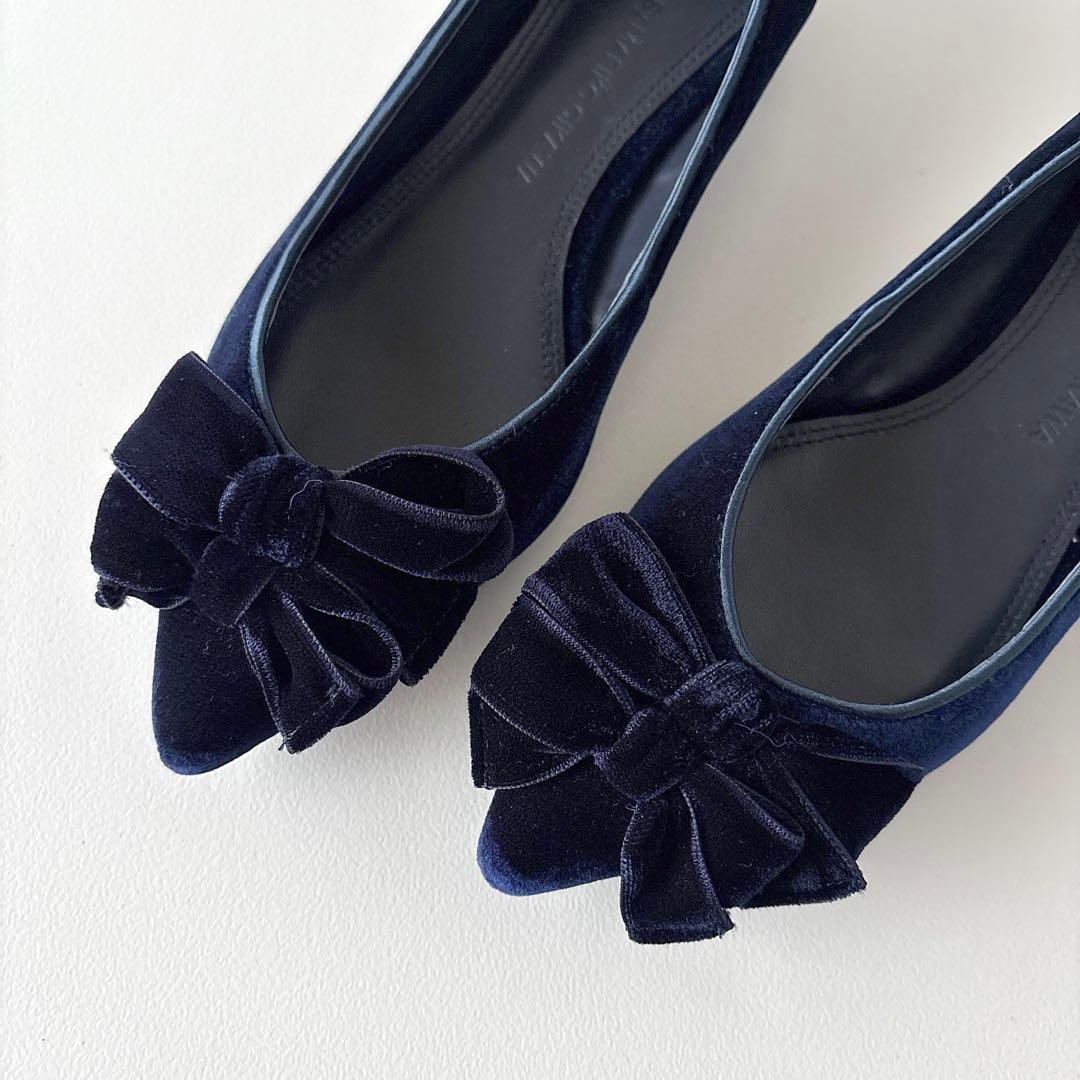 未使用　ツル By マリコオイカワ　ダブルリボン　フラットパンプス　37