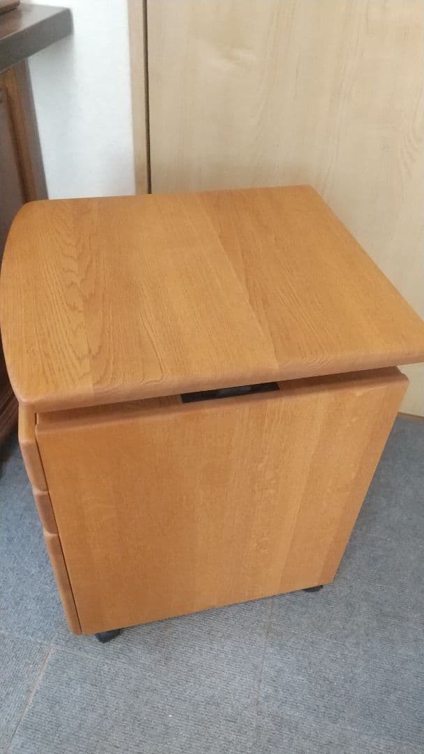 マルニ木工 学習机 袖机 天然木 昇降式ワゴン