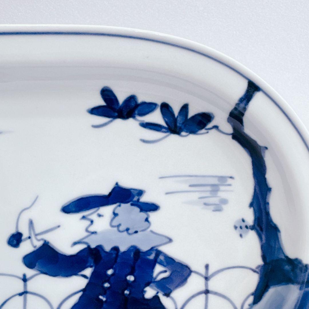 有田焼 青花 しん窯 異人 オーバル皿 小判プレート 5枚セット アンティーク