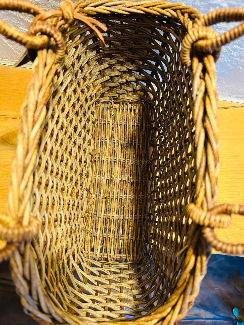 職人手作り　あけびつる編み　手提げカゴ