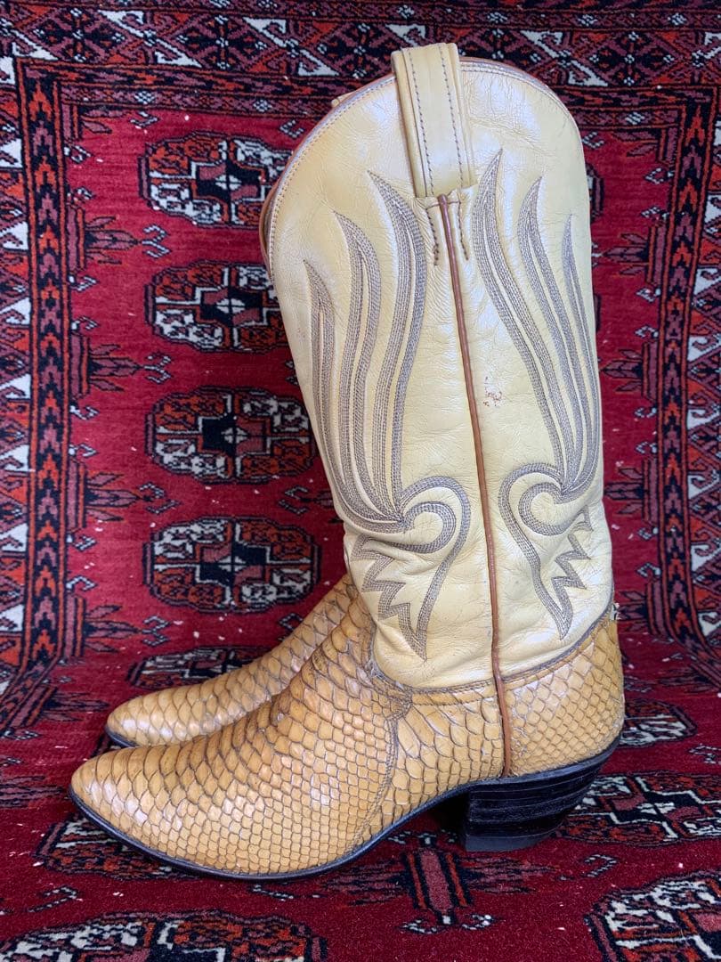 早い者勝ち❗️トニーラマ 白ヘビ ウエスタンブーツ 蛇革 パイソン