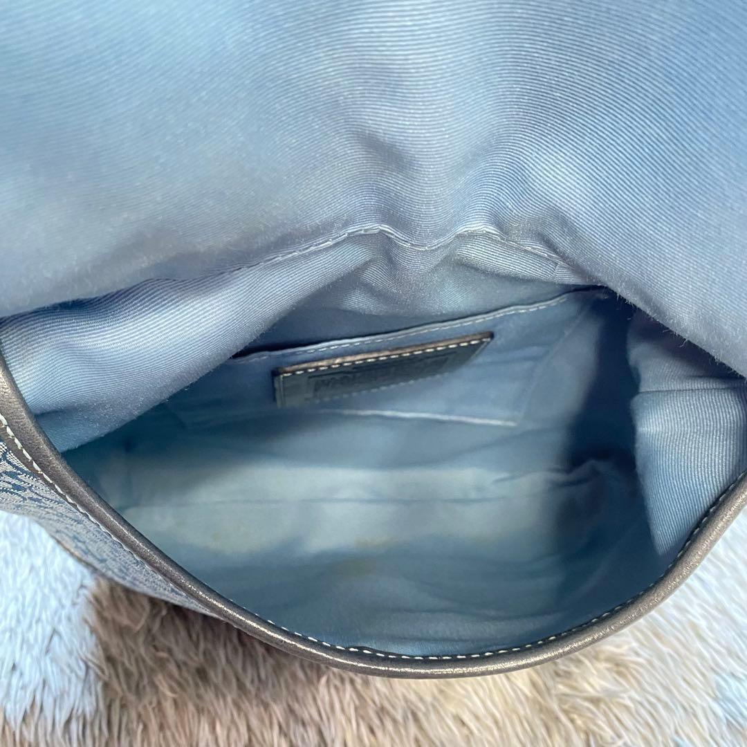 COACH コーチ ミニシグネチャー ショルダーバッグ ブルー スエード