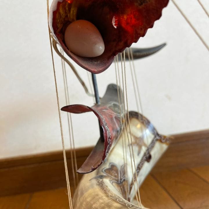 希少 大型 牛角ハンドクラフト 船ランプ エクアドル民芸品 バッファローホーン