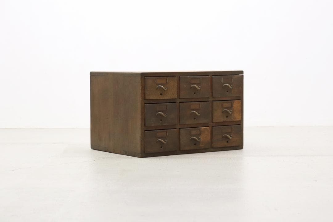 レトロ 9杯 小引き出し 収納 抽斗 書類 小物入れ ヴィンテージ