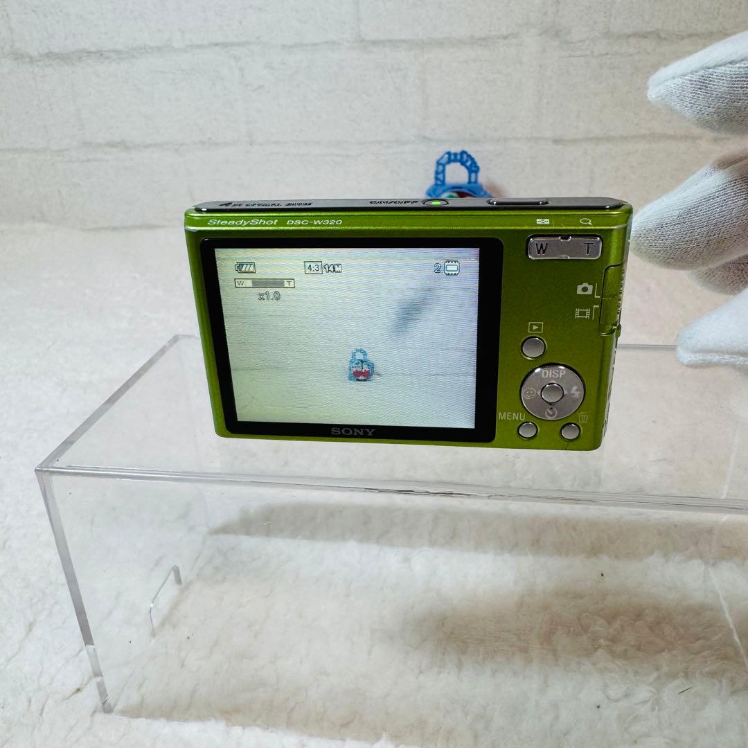 美品✨ソニー DSC-W320 ライムグリーン 動作確認済みバッテリー 他付属