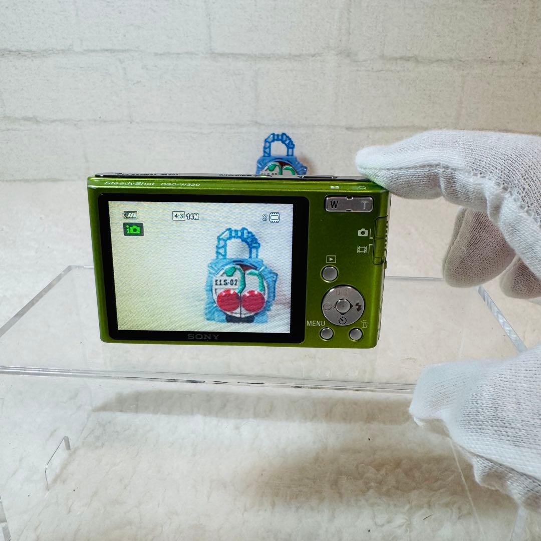美品✨ソニー DSC-W320 ライムグリーン 動作確認済みバッテリー 他付属