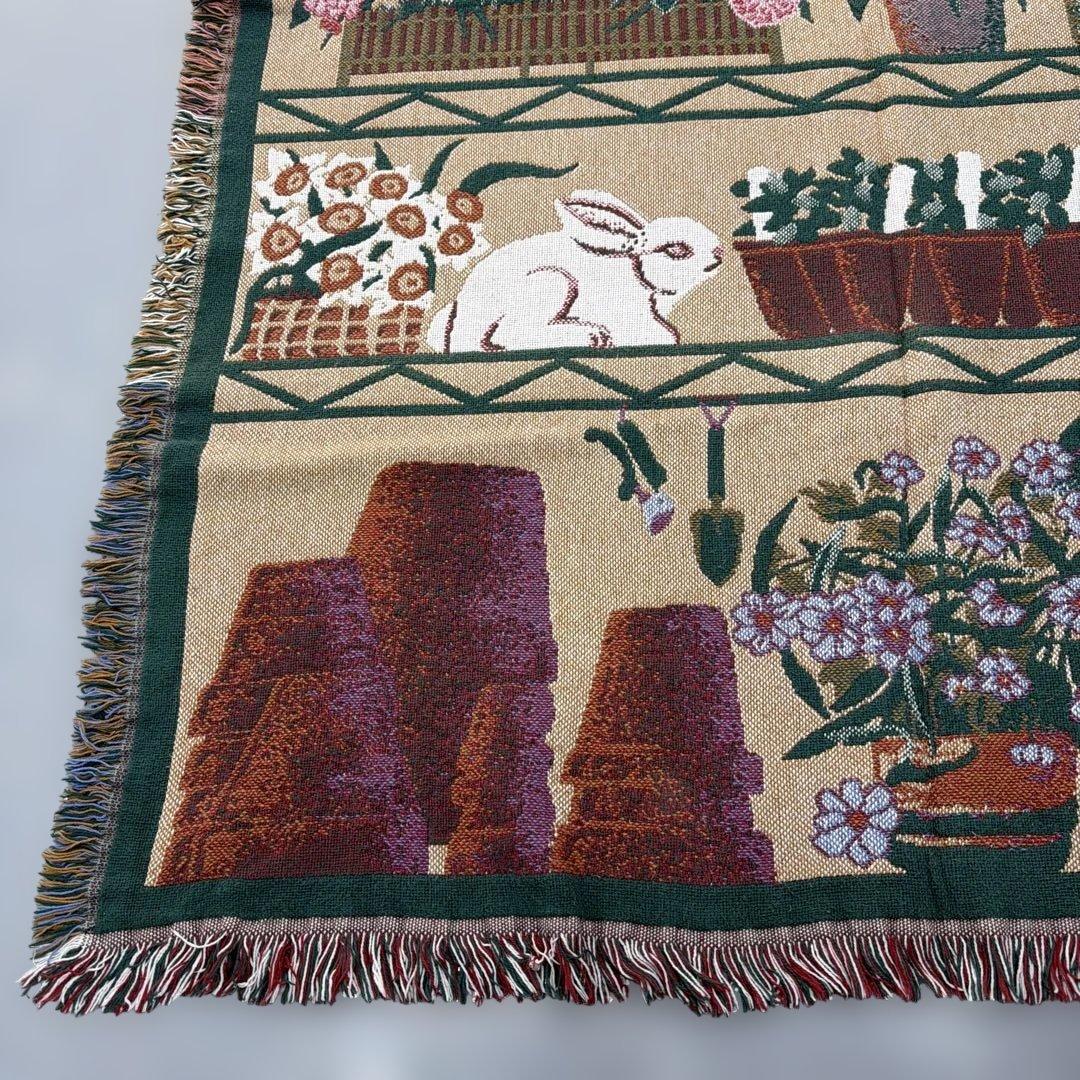 花　花壇　マルチカバー　ソファカバー　ヴィンテージラグ　172x126