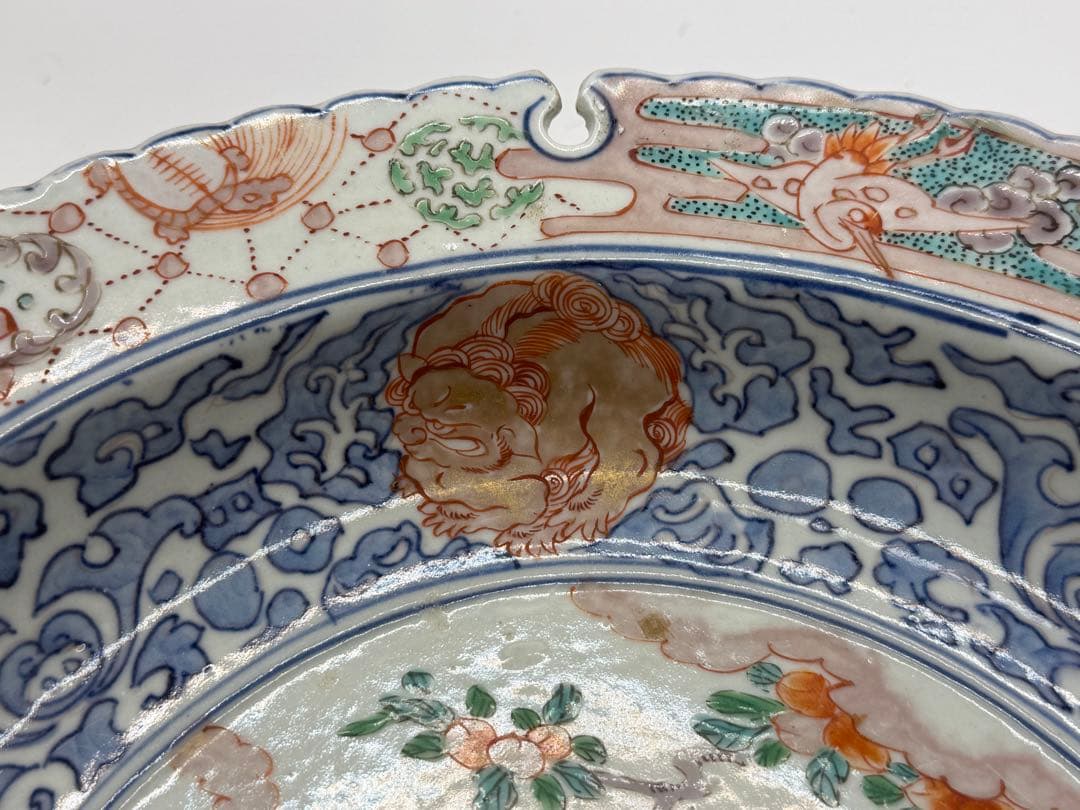 江戸　伊万里　錦絵　花口大鉢　アンティーク　送料込み260120