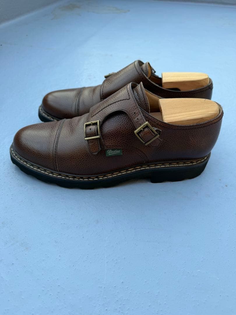 【未使用】 パラブーツ ウィリアム ダブルモンクシューズ UK8 ブラウン