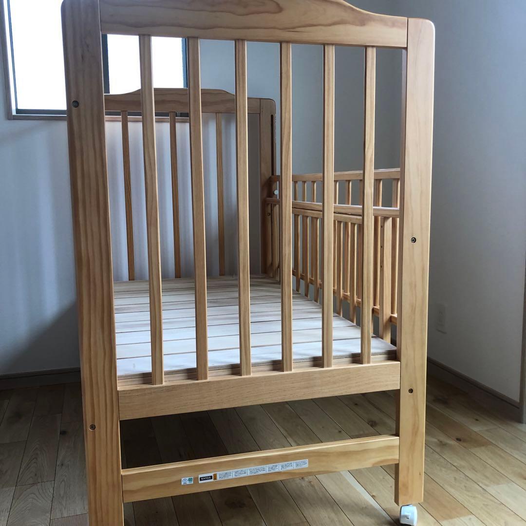 KATOJI カトージ ベビーベッド ハイタイプ　ナチュラル ほぼ未使用