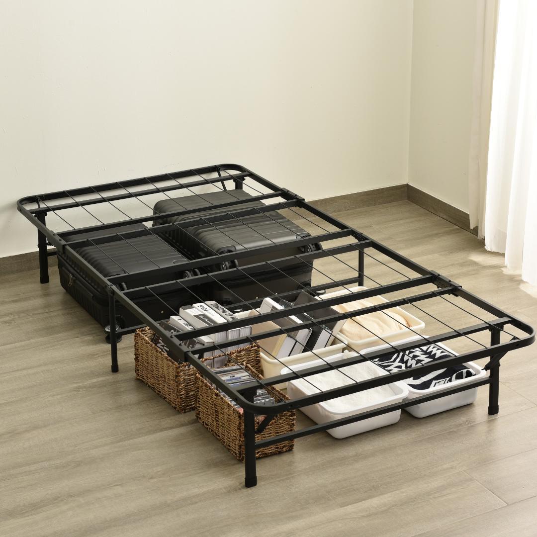 数量限定！パイプベッド 折りたたみベッド シングル 組立簡単 （S）ブラック