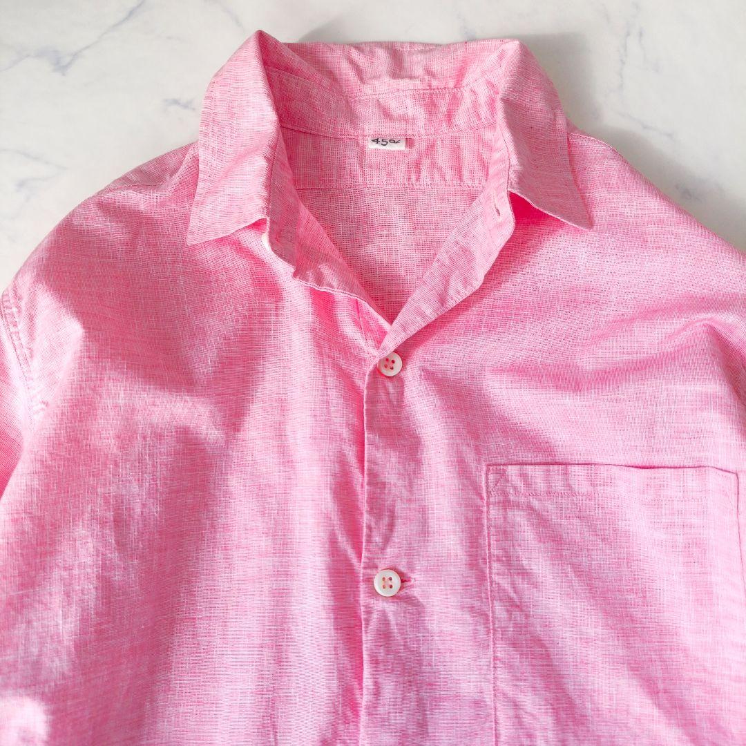 美品❁45R ハケ目の908グランパプルシャツ 45rpm ピンク ユニセックス