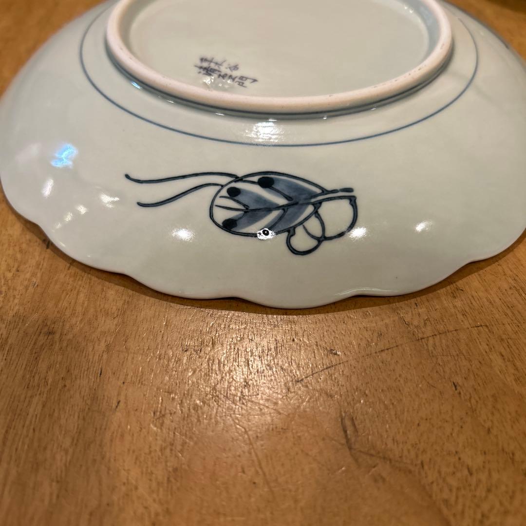 有田焼　隼木谷清右衛門　山水古伊万里絵付　菊形皿　五枚