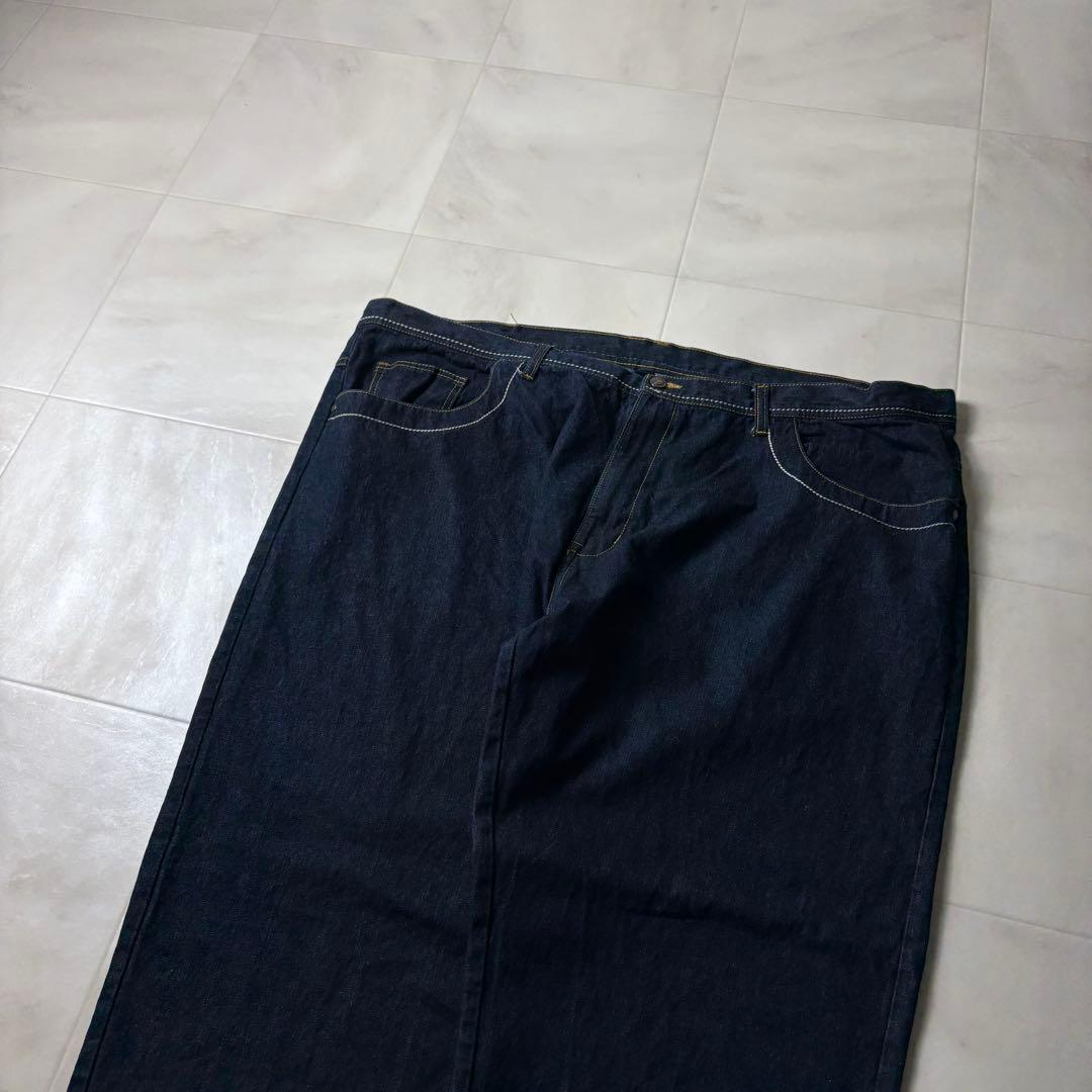 規格外！w50 カールカナイ 超極太 デニム バギーパンツ 濃紺 プリント B系