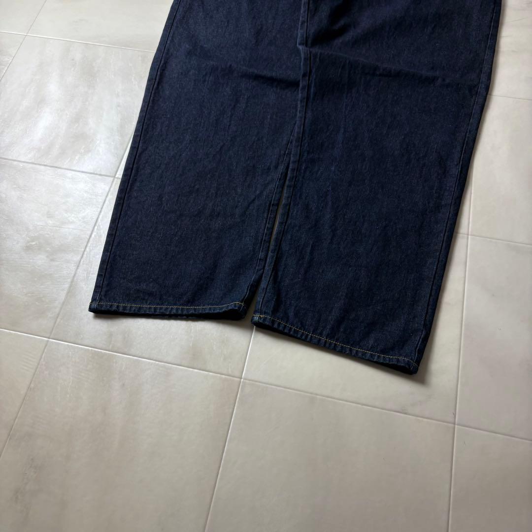 規格外！w50 カールカナイ 超極太 デニム バギーパンツ 濃紺 プリント B系