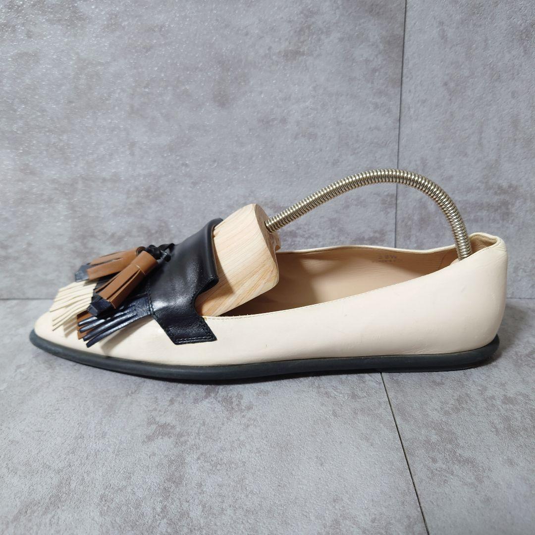 希少 トッズ タッセルローファー 39 1/2 大きいサイズ 本革 アイボリー