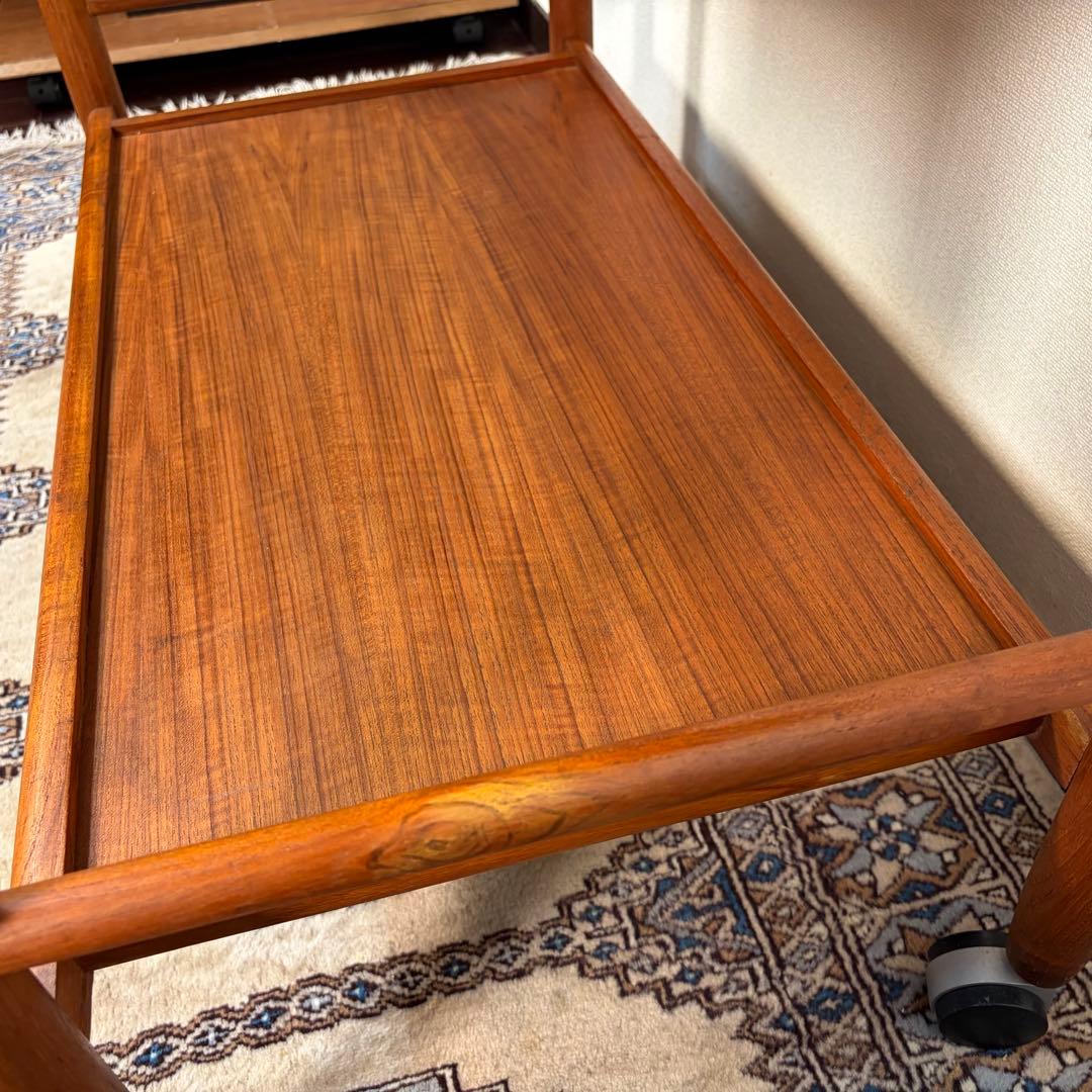 デンマーク チーク材 トロリー ワゴン ヴィンテージ 北欧 サイドテーブル ②