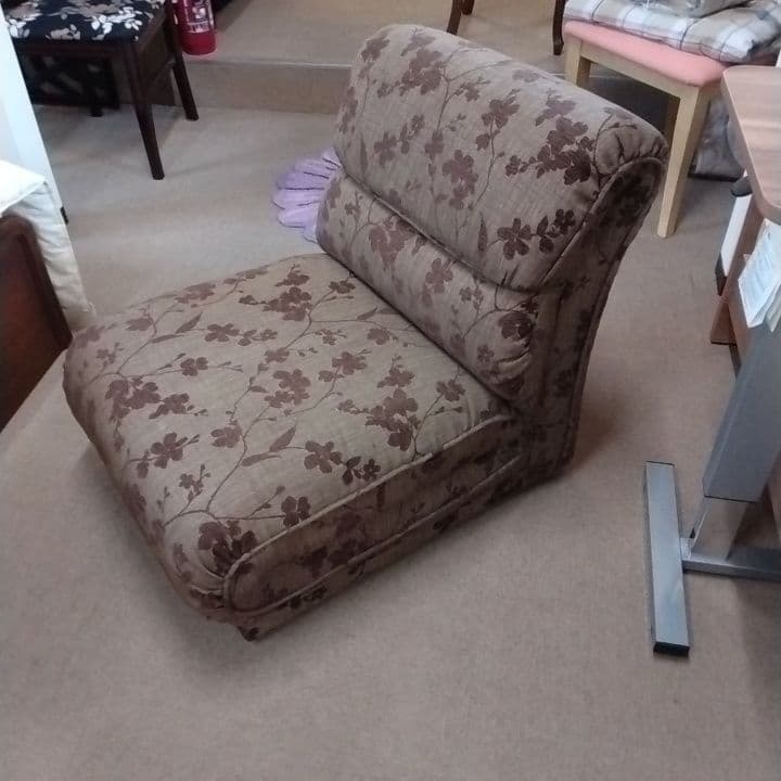 1人掛けソファ パーソナルチェア 花柄 ブラウン 国産家具 昭和・平成レトロ