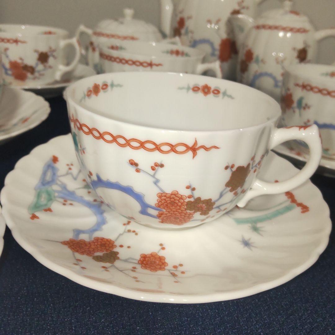 高級 深川製磁 酒井田柿右衛門写 色絵 カップ＆ソーサー ポット 食器セット