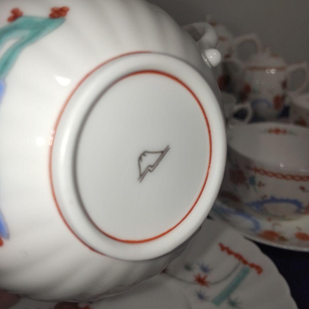 高級 深川製磁 酒井田柿右衛門写 色絵 カップ＆ソーサー ポット 食器セット