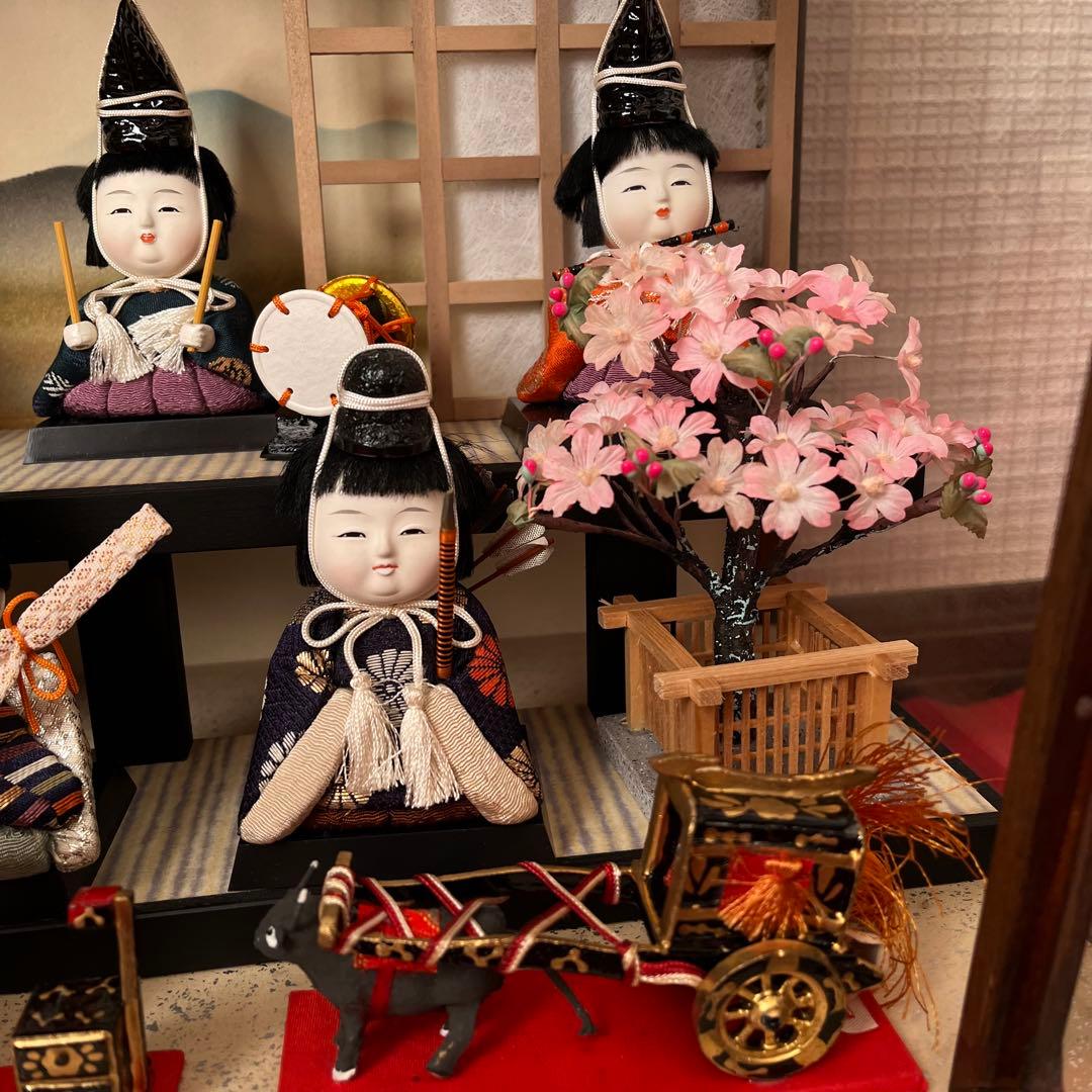 竜光　雛人形　照明付き　ガラスケース　15体セット